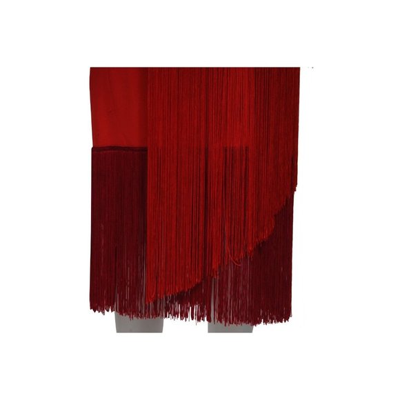 Stella McCartney Long Maxi Fringe Dress 44 Sleeveless Red Viscose Stretch - Picture 4 of 10